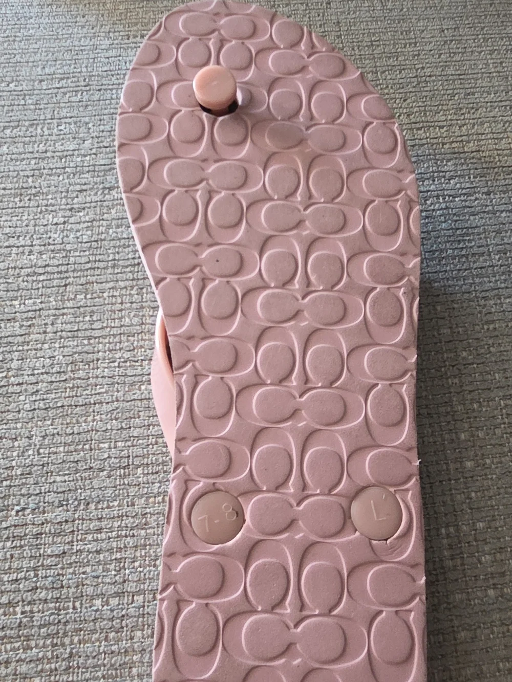Coach Pale Pink Jelly Flip Flops with Signature Pattern